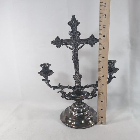Vtg 1996 Homan Sick-Call Outfit Last Rites Silverplate Cross Crucifix Catholic - Picture 14 of 15